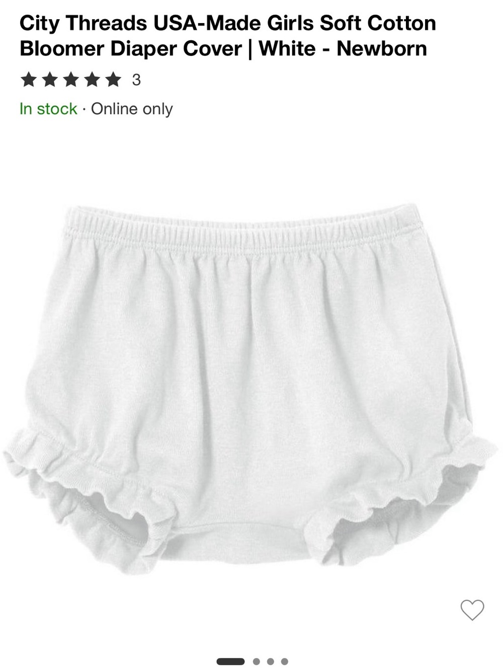 City Threads White Ruffled and Plain Cotton Diaper Bloomers